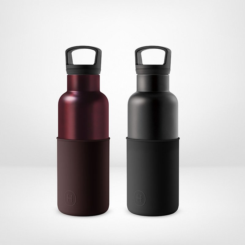 【Double bottle combination】 cherry red - Burgundy red bottle (small) + ink black - black bottle (small) - กระติกน้ำ - โลหะ หลากหลายสี