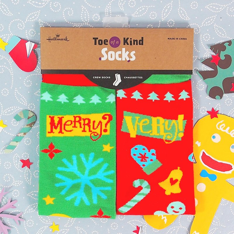 Christmas stockings -Merry? Very! - ถุงเท้า - ผ้าฝ้าย/ผ้าลินิน หลากหลายสี