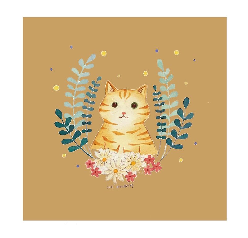 Half-length cute cat·watercolor painting - วาดภาพ/ศิลปะการเขียน - กระดาษ 