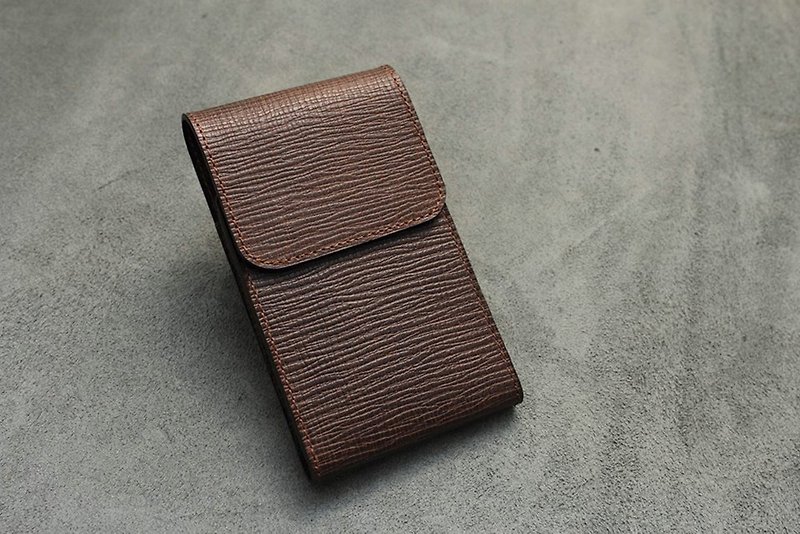 KAKU皮革設計 客製手機皮套 直式腰掛 - 手機殼/手機套 - 真皮 咖啡色