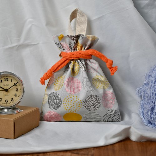 Afternoon crafts 灰色幾何圓點/手提束口收納袋/萬用包