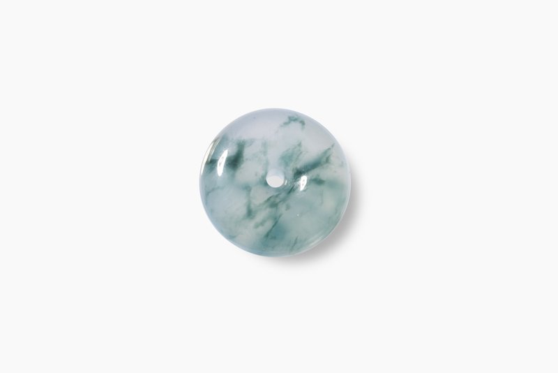 糯冰種 | 藍 | 飄藍花 | 裸石 | 平安扣 - 金工/飾品 - 玉石 白色