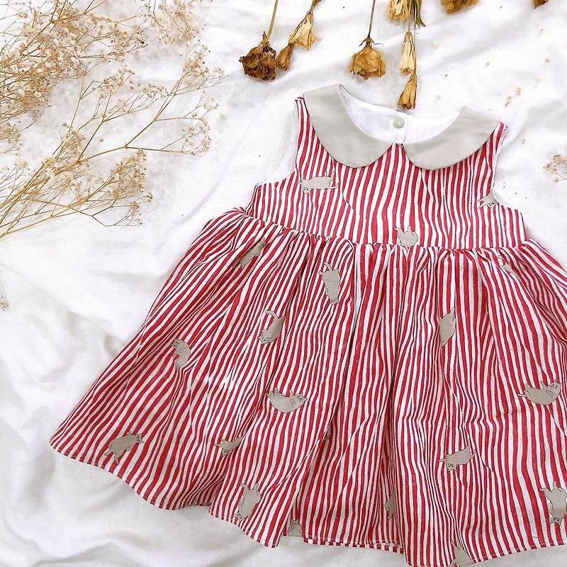 Spot [Small Round Neck Angel Ocean] - Female Treasure Dress/Dress/One-year-old Dress - Skirts - Cotton & Hemp Red