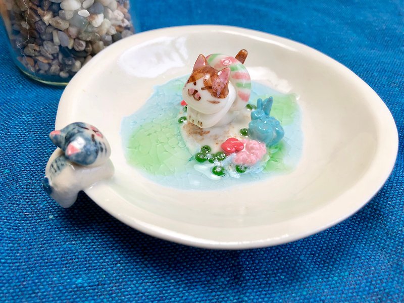 ดินเผา ของวางตกแต่ง - Customized tabletop landscape ceramic animal wedding ring dish