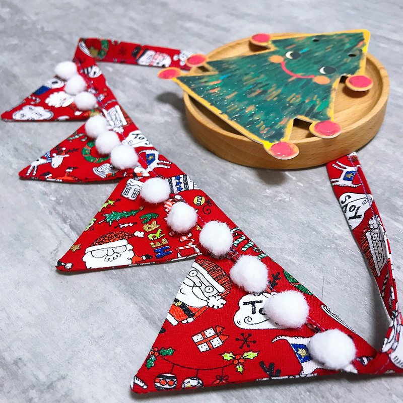 Christmas style Santa Claus has a Christmas collar triangle style - ปลอกคอ - ผ้าฝ้าย/ผ้าลินิน สีแดง