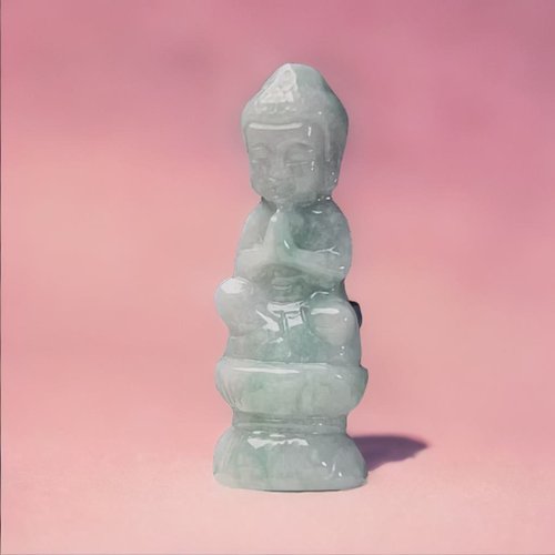瓔珞翡翠 飄綠花翡翠寶寶佛擺飾擺件 | 天然緬甸玉A貨翡翠 | 送禮