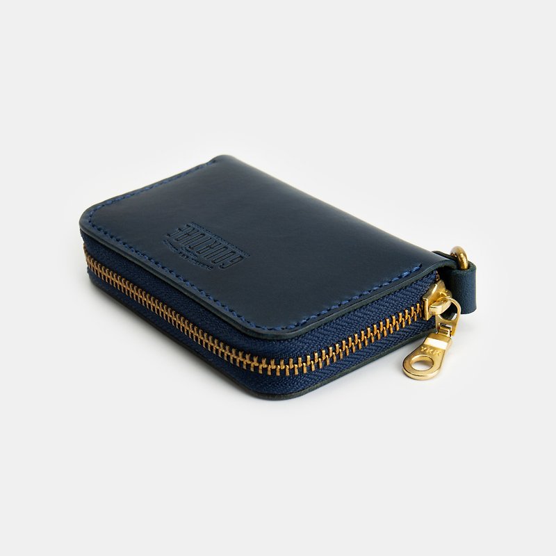 GOURTURE - Classic universal wallet/zipper wallet [Danpin blue] - กระเป๋าสตางค์ - หนังแท้ สีน้ำเงิน