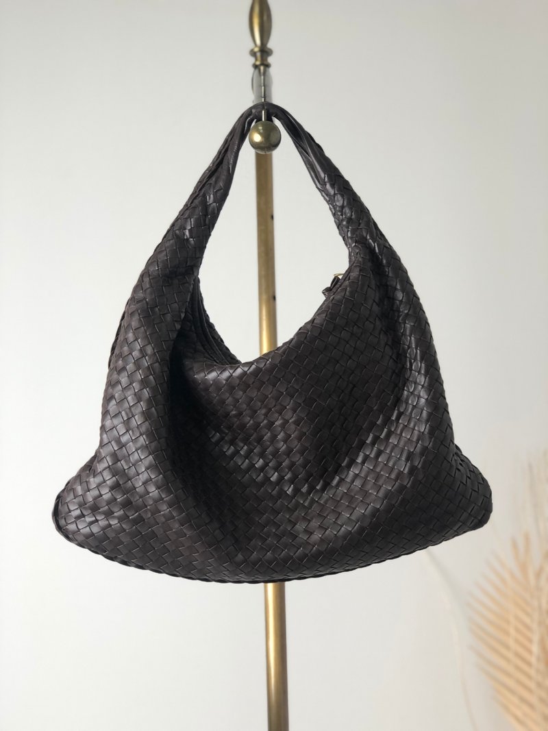 【 日本直送　名牌中古包 】Bottega Veneta ボッテガ・ヴェネタ イントレチャート ホーボーバッグ ショルダーバッグ ブラウン レザー e4b5uy - 側背包/斜背包 - 真皮 咖啡色