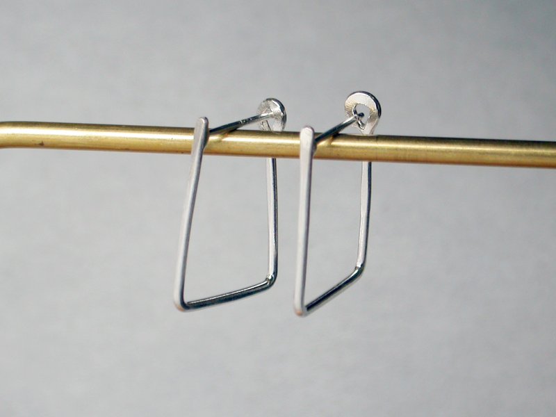 Line Series  #a23 square earring - ต่างหู - เงิน ขาว