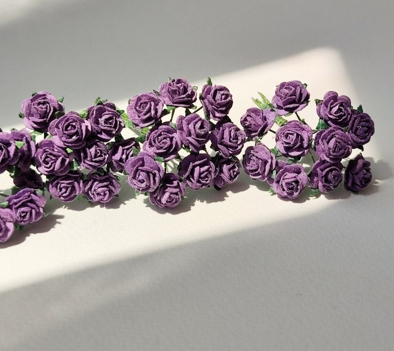 Paper Flower, centerpiece, 100 pieces mulberry rose size 0.8 cm., purple color - 其他 - 紙 紫色