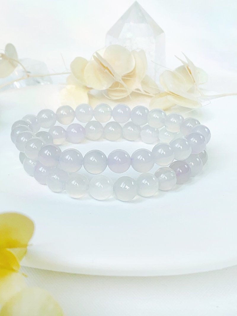 Fairy Purple Chalcedony Bracelet||Chalcedony/Crystal - สร้อยข้อมือ - คริสตัล สีใส