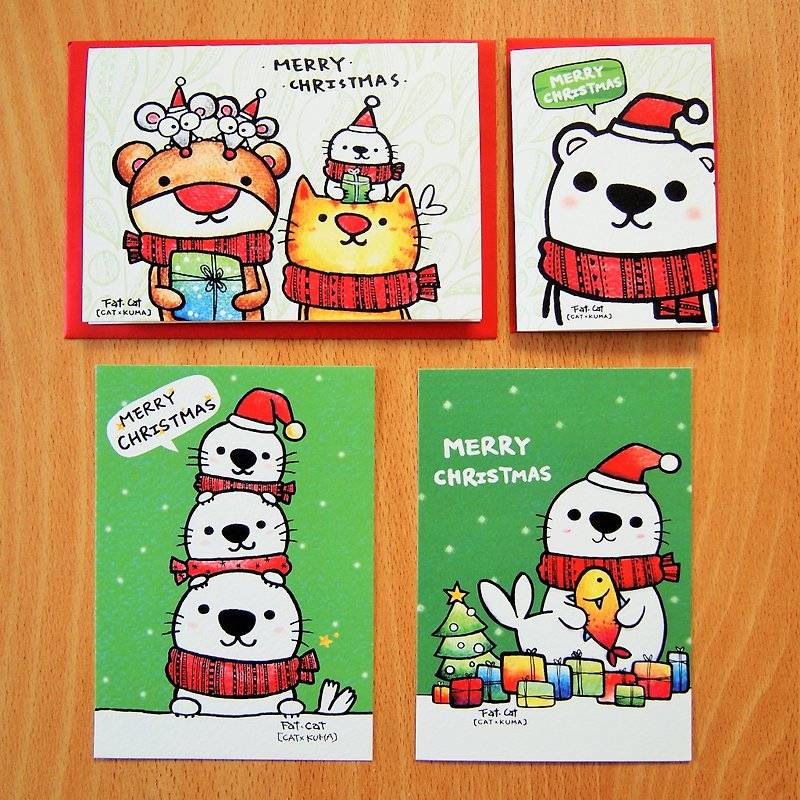 CATxKUMA Christmas Card + Postcard Combination - การ์ด/โปสการ์ด - กระดาษ หลากหลายสี