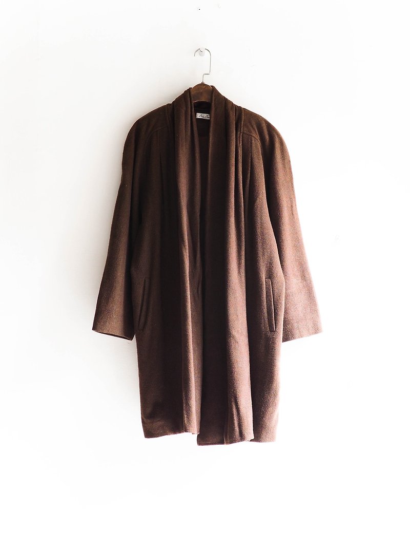 Kawamiyama - Toyama Tokoko Hot Cocoa Dreams No-buckle Sheep Antique Wool Coat Jacket Wool Vintage wool vintage overcoat - Women's Casual & Functional Jackets - Wool Brown