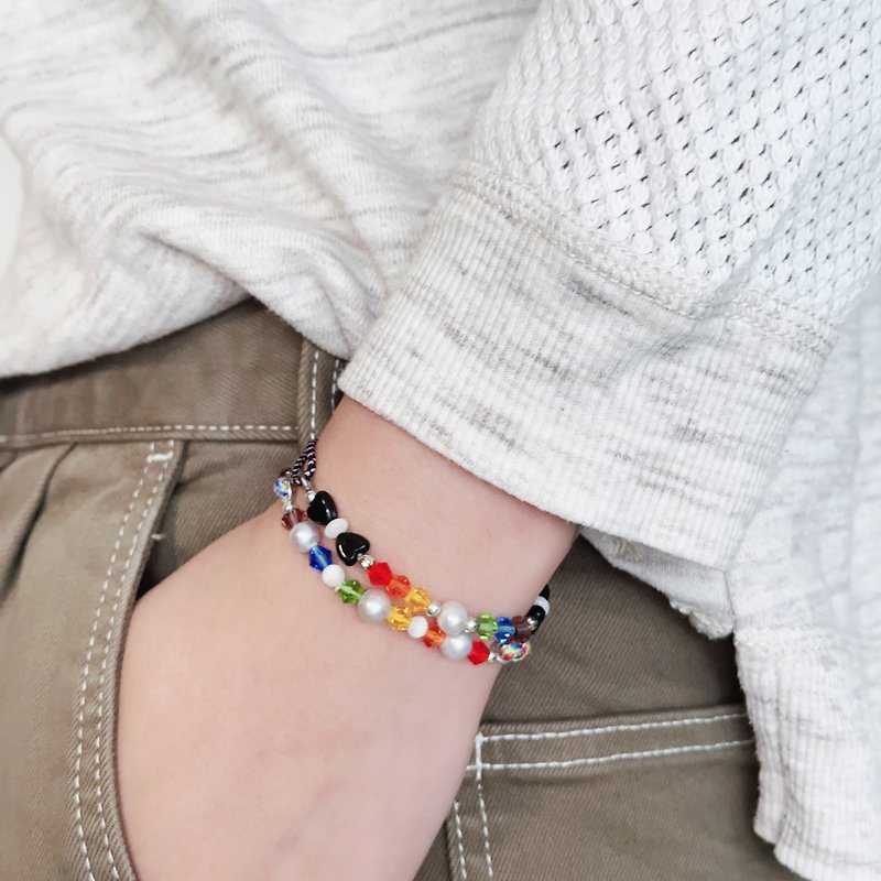 Rainbow colour beads | Fresh water pearls | Seashells Bracelet