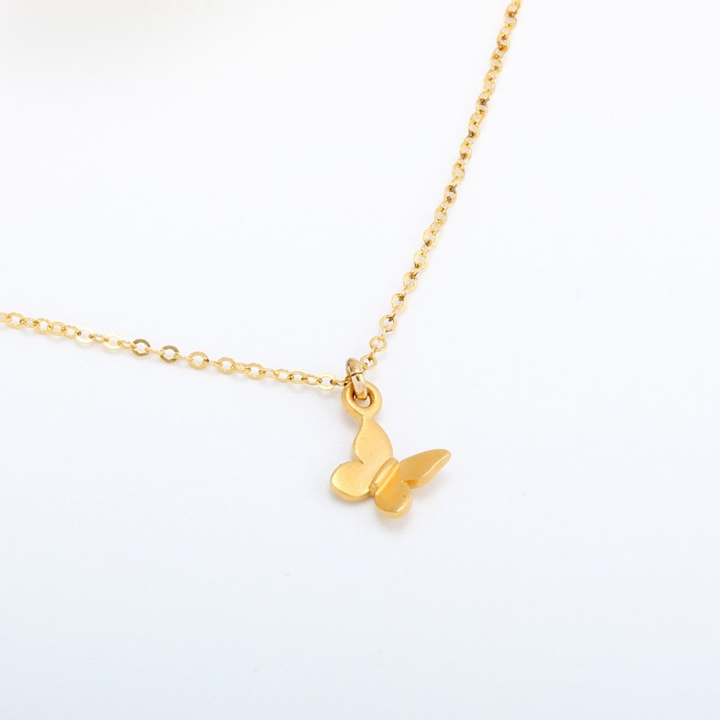 Butterfly s925 sterling silver 24k gold plated necklace Valentine's Day gift - Necklaces - 24K Gold Gold