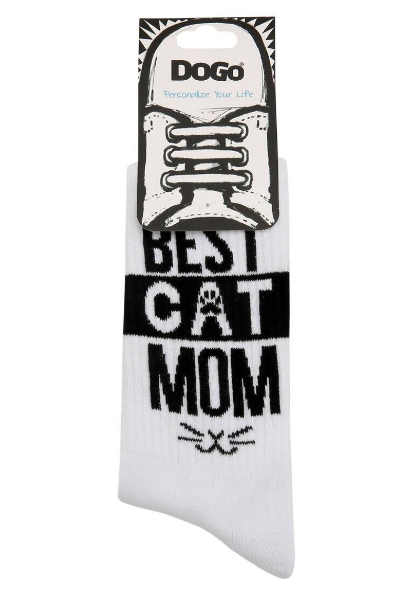 【幽默時尚】Best Cat Mom/WTF  穿搭白襪 中長襪子 中筒襪 - 襪子 - 其他人造纖維 白色