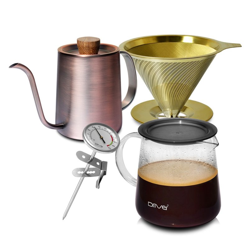 Driver Beginner's Hand Brewed Coffee Set-10 - Coffee Pots & Accessories - Stainless Steel White