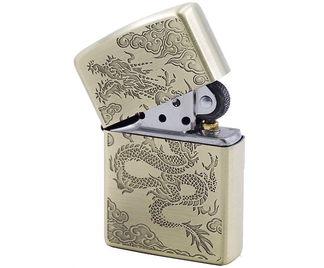 ZIPPO official flagship store] Dragon pattern gold windproof 