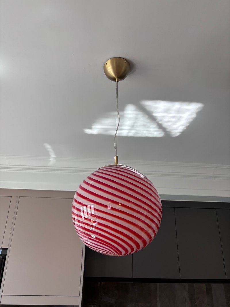 Hand Blown Glass Globe Pendant Lights D30cm(11.8inch), Glass Globe Ceiling Light - 燈具/燈飾 - 玻璃 紅色