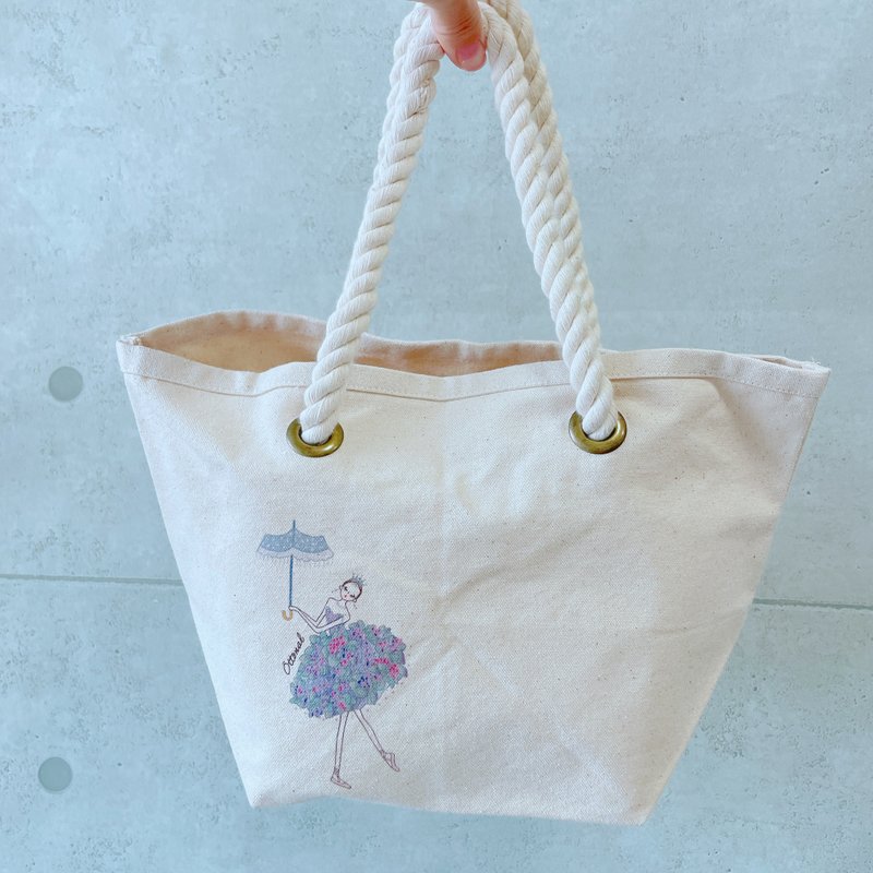 Hydreangia  Ballerina Marine tote bag - อื่นๆ - ผ้าฝ้าย/ผ้าลินิน ขาว