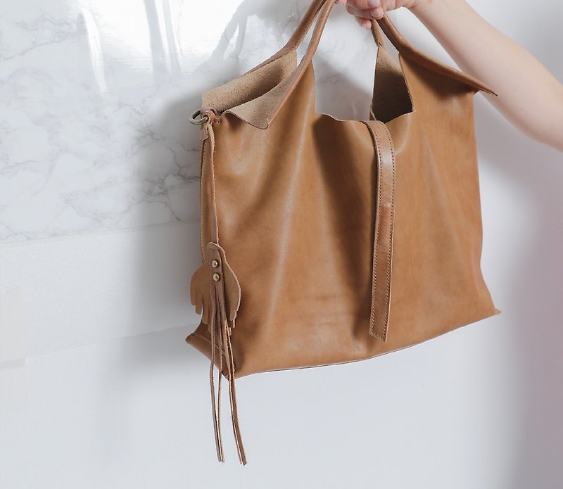 Rate rope portable shoulder bag dual-use coffee bag - กระเป๋าแมสเซนเจอร์ - หนังแท้ สีนำ้ตาล