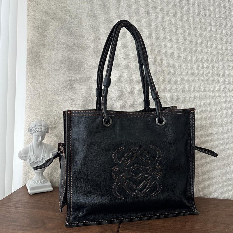 LOEWE 羅意威 Anagram 大型標誌 黑色 托特包 - 側背包/斜背包 - 真皮 黑色