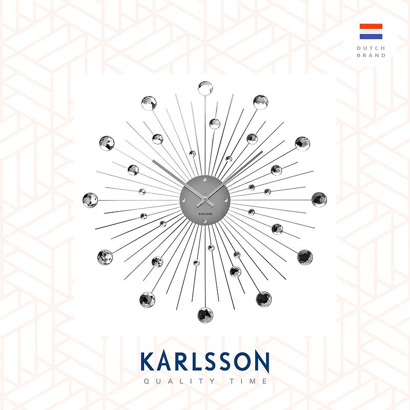 Karlsson 50cm Wall clock Sunburst crystal large - Clocks - Other Metals Silver