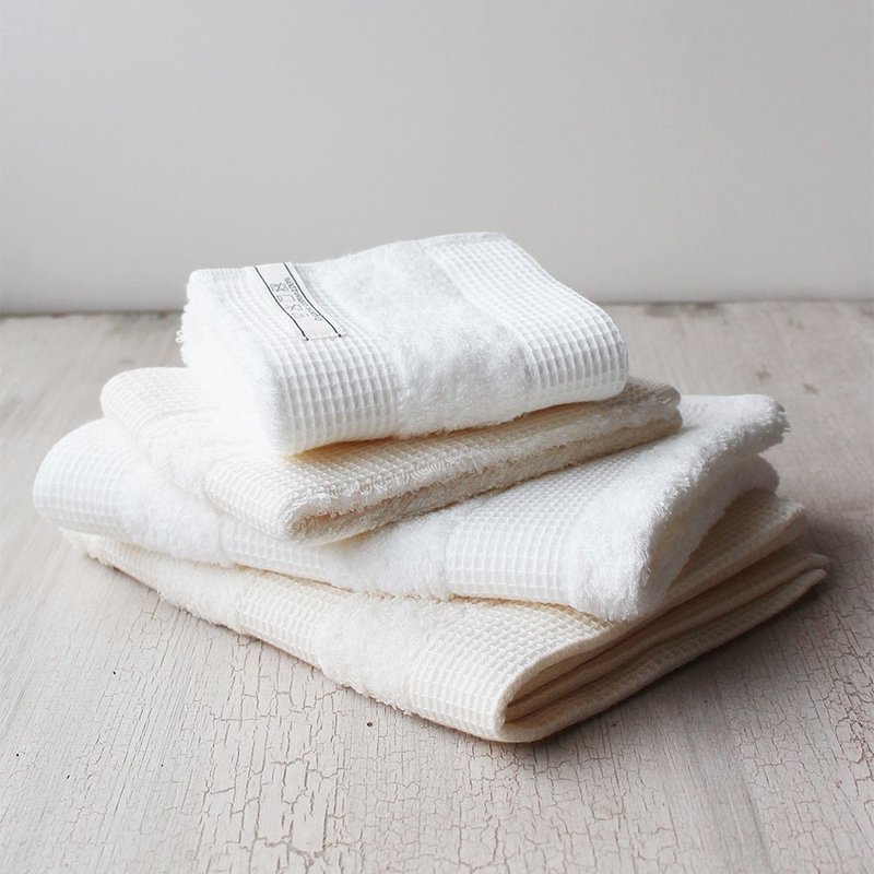 【kontex】Imabari WAFFLE BORDER series organic cotton waffle towel (M) - Towels - Cotton & Hemp Multicolor