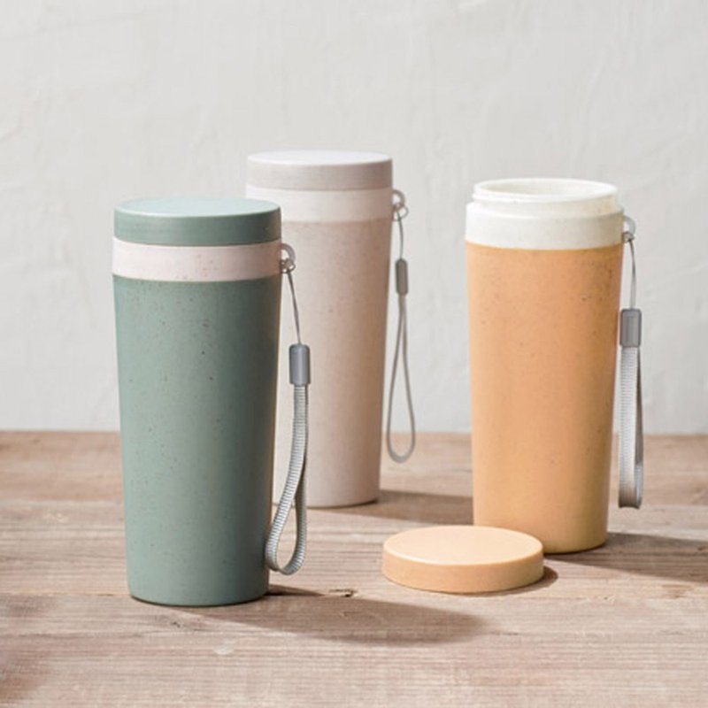 Biodegradable straw fiber-PP composite tumbler eco-friendly water bottle 3 color - Mugs - Plastic Multicolor