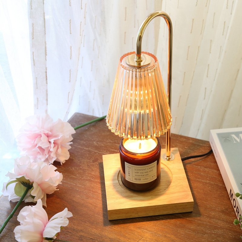 Champagne Golden Oak Melting Wax Lamp-Dimmable/Timer--Mother's Day Gift/Crystal Glass - โคมไฟ - โลหะ 