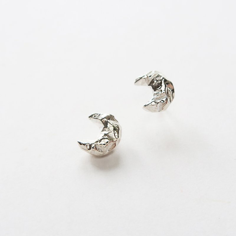 925純銀 月光 月亮 礦石 耳環 或 耳夾 一對 - 耳環/耳夾 - 純銀 白色