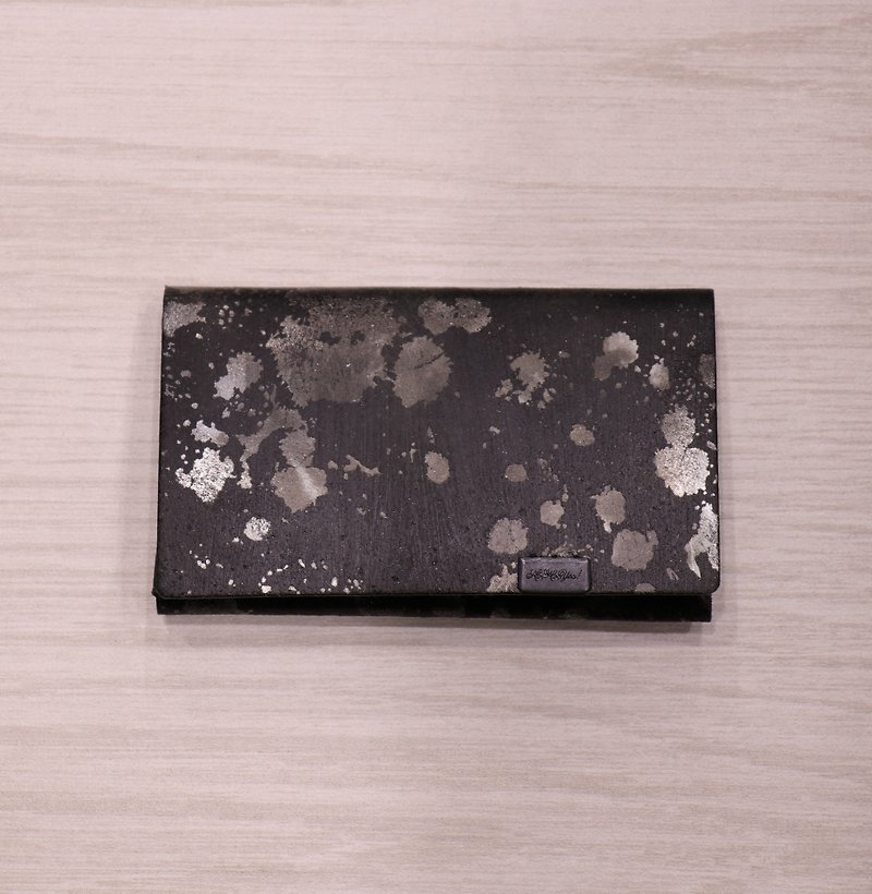 Shosa !!財布を作った!!限定版手描きモデル -  /シルバー塗装と黒 - 小銭入れ - 革 ブラック