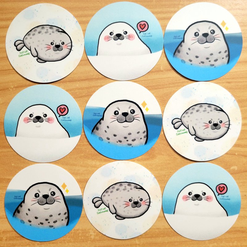 Waterproof stickers---3 types of plush seals - สติกเกอร์ - กระดาษ หลากหลายสี