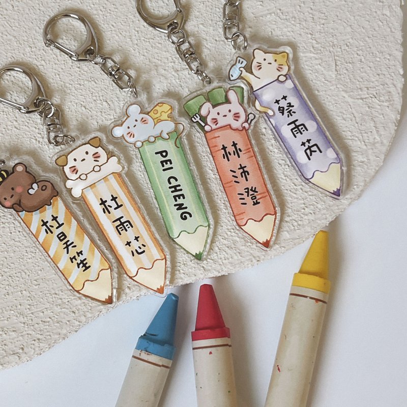 Fast shipping, double-sided name pendant , Acrylic pendant, children's pendant, anti-lost schoolbag pendant - ที่ห้อยกุญแจ - อะคริลิค 