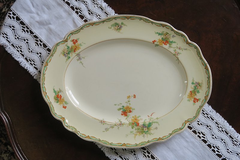 英國old staffordshire johnson bros古董橢圓瓷盤 - 盤子/餐盤 - 瓷 白色