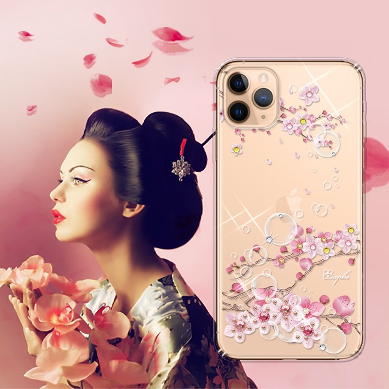 iPhone 11全系列 水晶彩鑽防震雙料手機殼-幻夢之櫻 - 手機殼/手機套 - 其他材質 多色