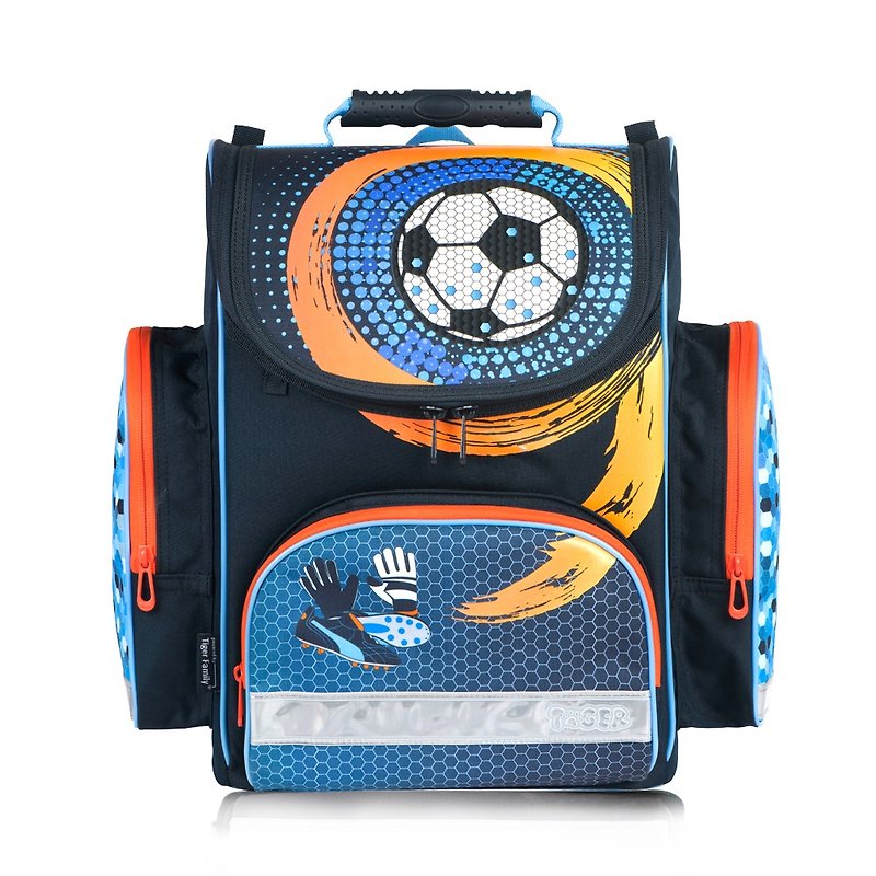 Tiger Family英倫超輕量護脊書包+文具袋+鉛筆盒-魔力足球 - 背囊/背包 - 防水材質 橘色