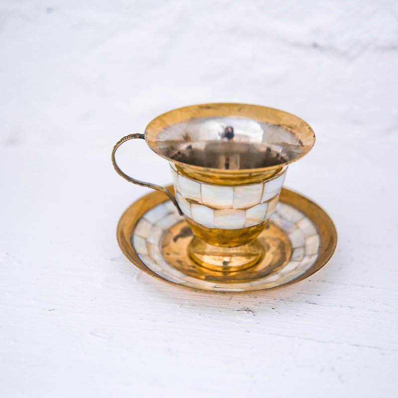 棲仙 SECLUSION OF SAGE / 1920s印度黃銅_流光年代午茶杯盤組 - 茶壺/茶杯/茶具 - 其他金屬 金色
