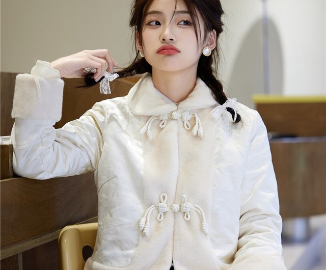 ヴィンテージコート伝統的な綿のジャケット韓服の女性の唐装トップス冬