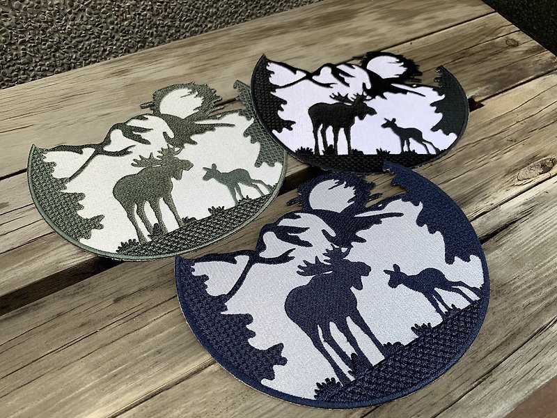 Three-dimensional Embroidery Patch-Forest Moose Hot Cloth Sticker - Badges & Pins - Thread Multicolor