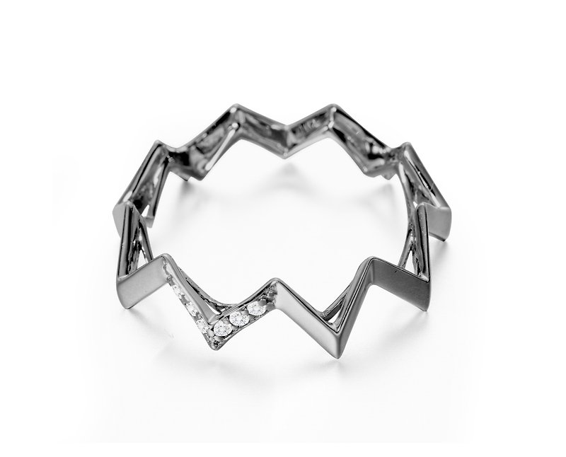 パーソナリティダイヤモンドリング幾何学的なシンプルなブラックゴールドリング14Kまばゆいばかりのブラックシックな女性のリング幾何学的な鋸歯状のゴールドリング - ペアリング - ダイヤモンド ブラック