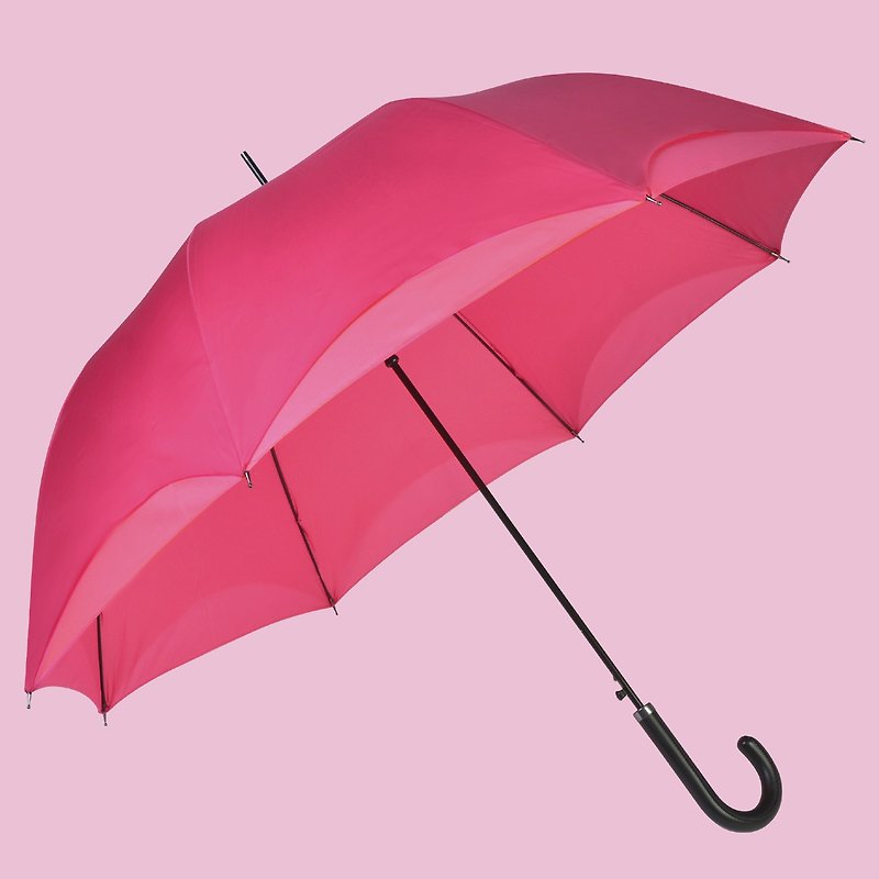 二層配色直傘 | 大傘面23インチ | 台湾富茂傘布(防風/傘) -ショッキングピンクとピンク - 傘・雨具 - 防水素材 ピンク