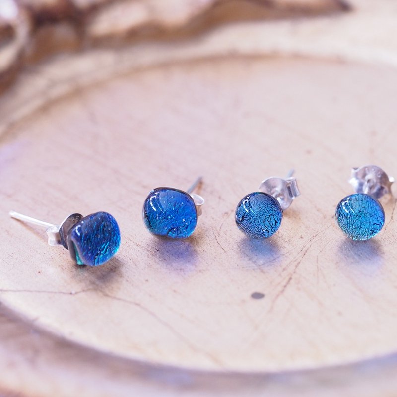 Fire Crystal Glass Jewelry Glass Pure Silver Ear Pin - ต่างหู - กระจกลาย หลากหลายสี