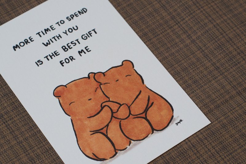 Bear card, hug, thank you, love, friends, family, lovers - 卡片/明信片 - 紙 咖啡色