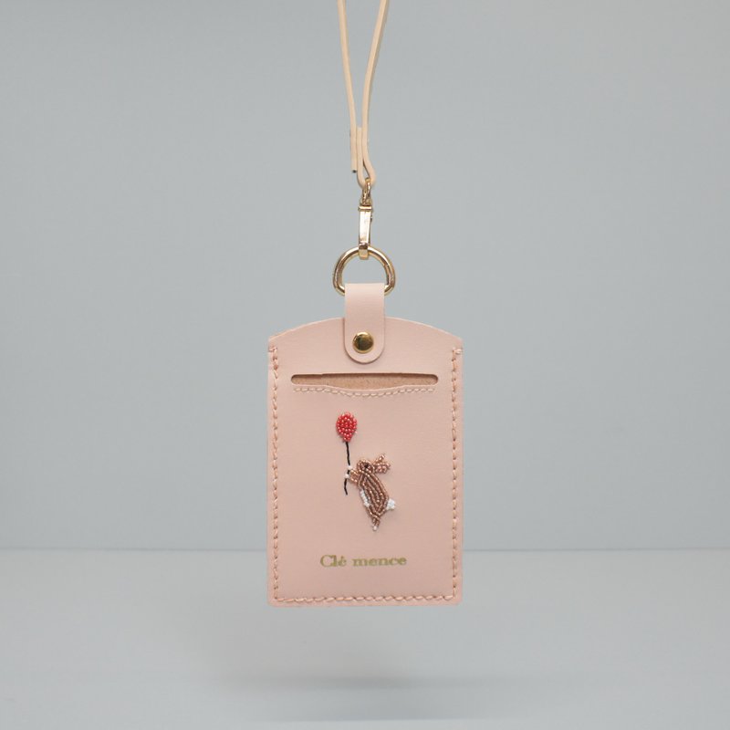 Balloon bunny identification card sleeve card sleeve pattern can be customized - ID & Badge Holders - Faux Leather Pink