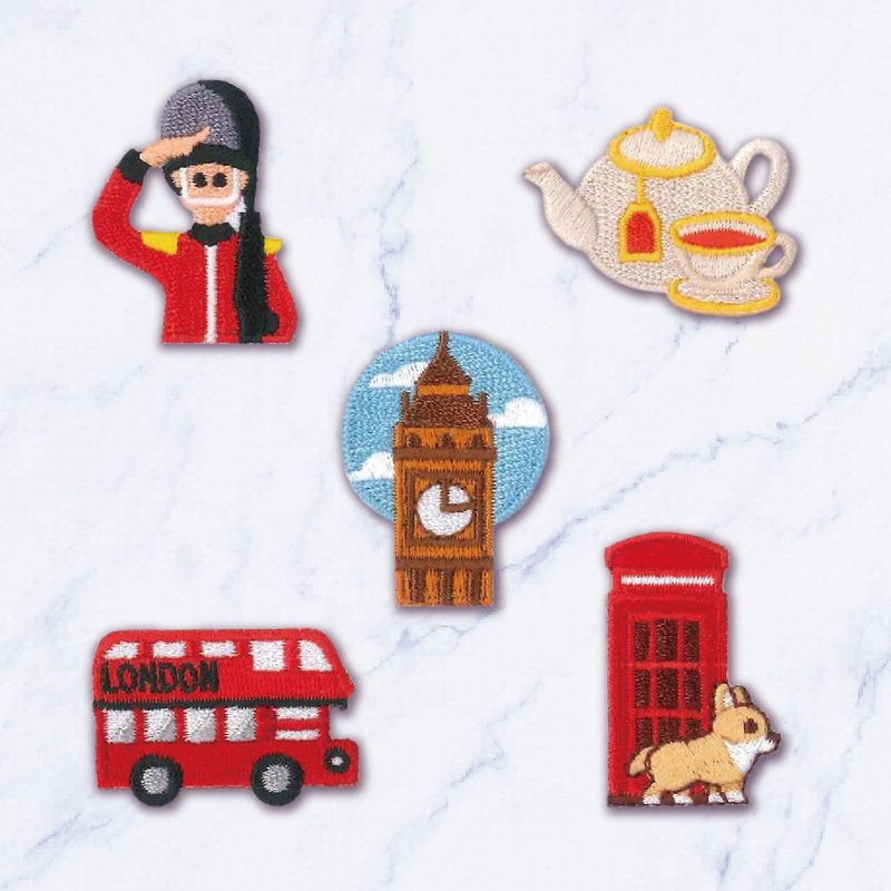 【Embroidery stickers】UK|Double-decker bus|Telephone booth|Big Ben|Tea|Guard - สติกเกอร์ - งานปัก 