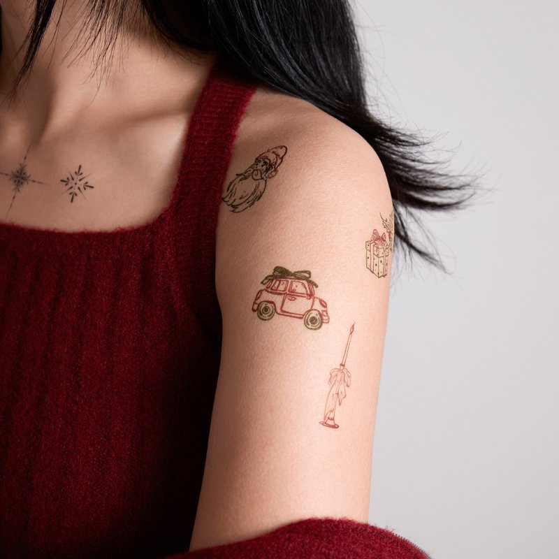 【啞光紋身貼紙】原創設計 | 刮刮紋身貼刺青貼 - Christmas聖誕 - 紋身貼紙 - 其他材質 