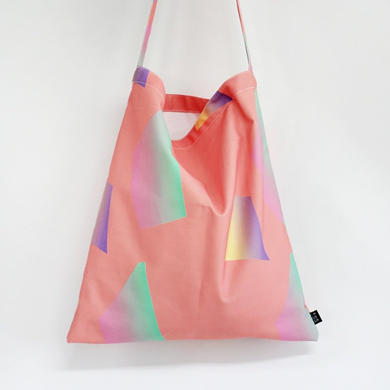 Geometric color side of the canvas bag large green admission - Messenger Bags & Sling Bags - Cotton & Hemp Orange