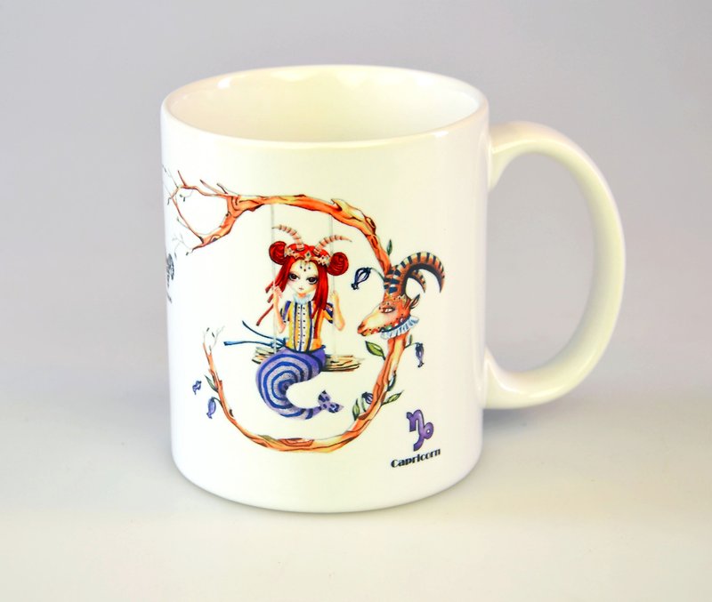 Tiger Sheep - Capricorn / 12 Constellation Illustration Mug - Mugs - Porcelain White