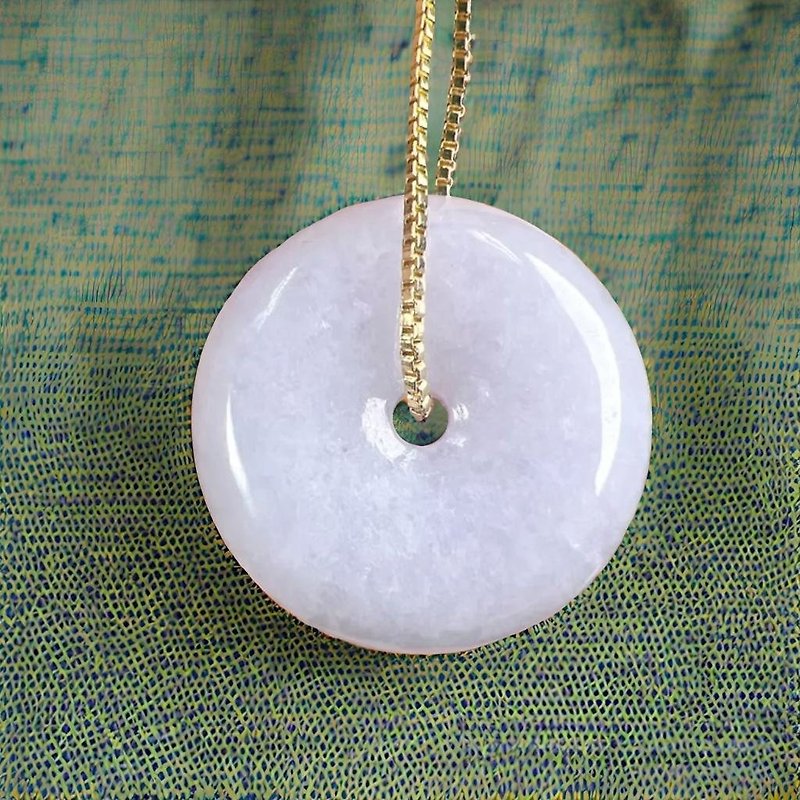 【May ‧Peace】Violet Jade Peace Buckle Necklace | Natural Burmese Jade Grade A Jadeite | Gift - Necklaces - Jade Purple